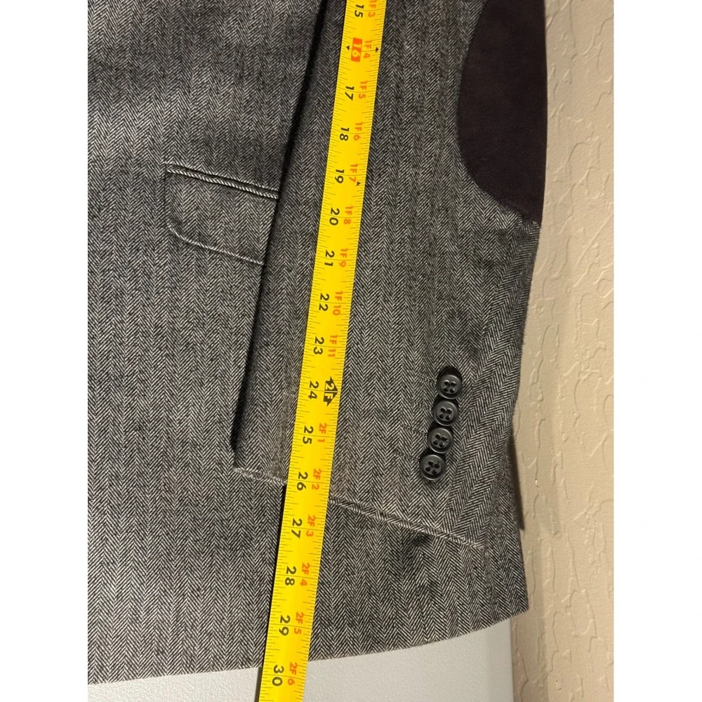 US Polo Assn Mens Grey Herringbone Blazer Elbow Patch Plaid Lining GLE4017J